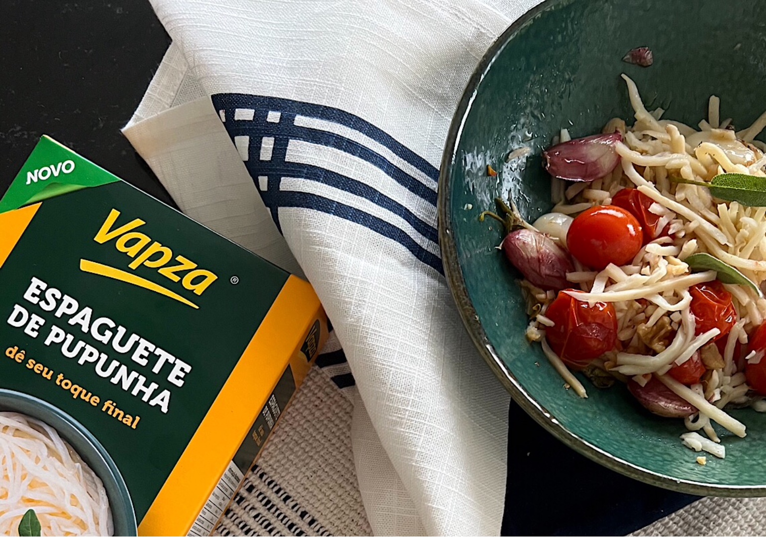 Receita: Espaguete de pupunha com tomatinhos cereja